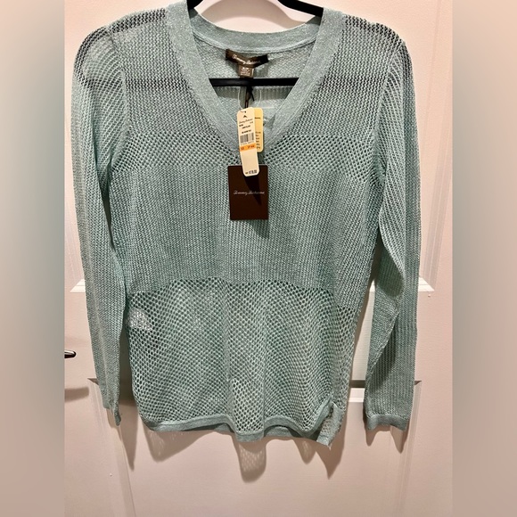 Tommy Bahama Womens Top Open Knit Metallic V Neck Sweater - Picture 7 of 7
